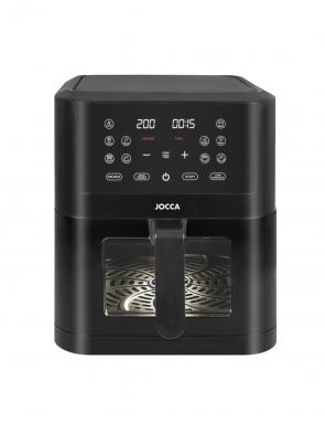 JOCCA Hot air fryer with dual heating element, display and window, 2947 9L, black/ stainless steel
