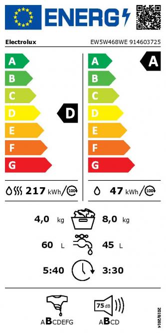 Electrolux EW5W468WE pesumasin/kuivati auruprogrammiga